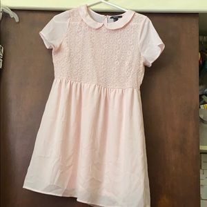 Pastel Pink Peter Pan Collar Floral Dress